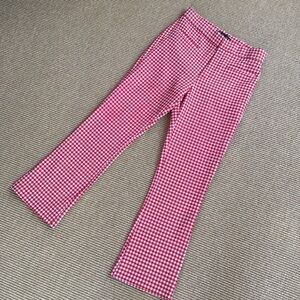 Zara Retro Red & White Gingham Crop Mini Flare Pant